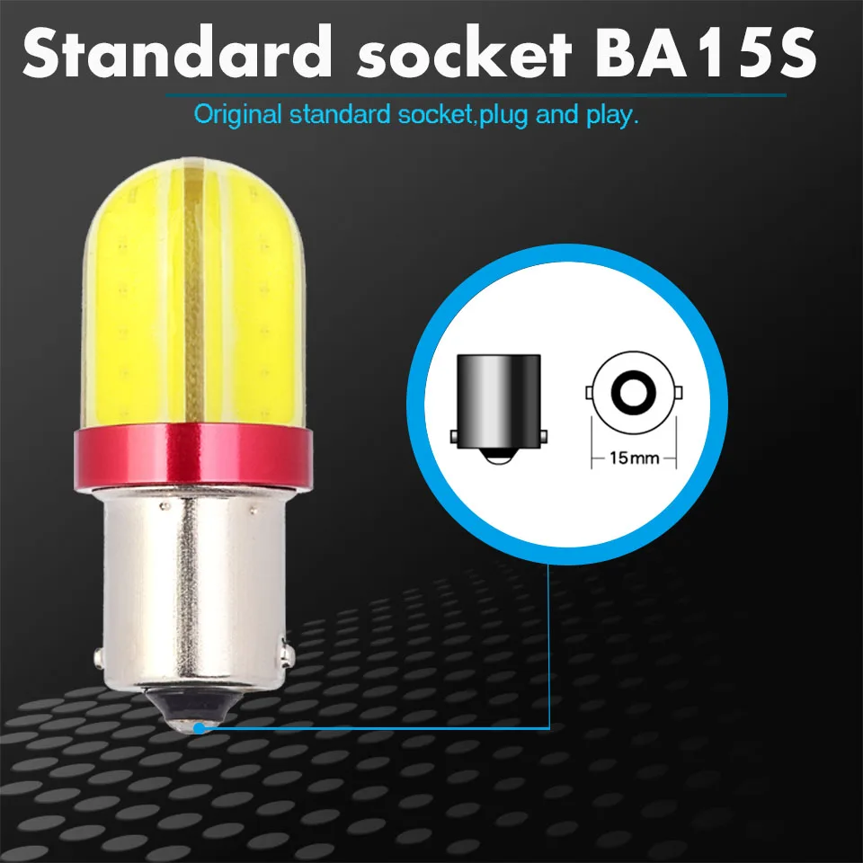2 шт. супер яркие светодиодные лампы 8 COB 1500LM 1156 BA15S P21W для мотоцикла янтарные
