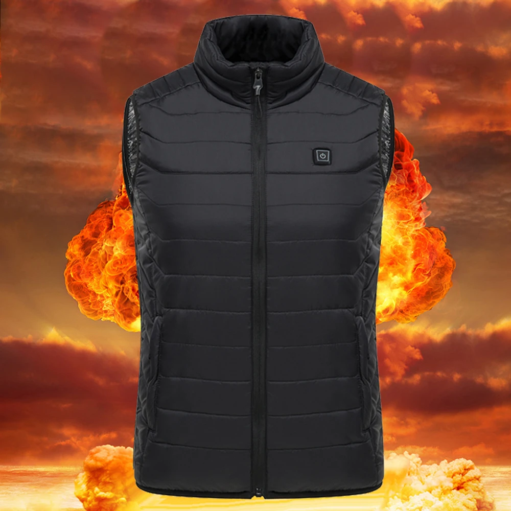 

USB Heated Vest Men Winter Heating Jacket Male Waistcoat Thermal Warm Clothing Feather Sleeveless Gilet Homme Vests