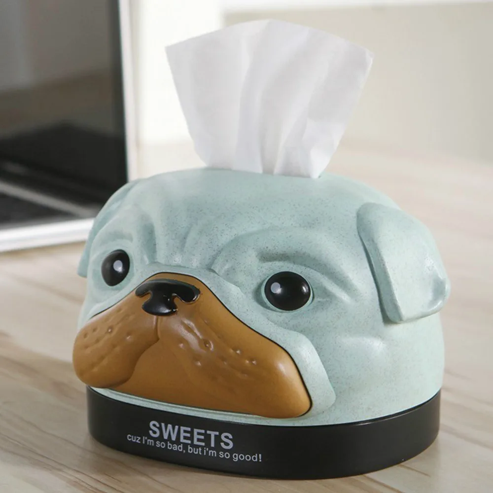 

Creative Cartoon Bobby Dog Tissue Box Cover Holder Wheat Fiber PP Tissue Storage Paper Facial Tissue Organizer for Kids Room Car
