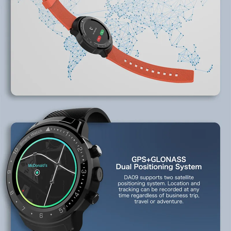 Смарт-часы DA09, телефон Android 7,1, 3 ГБ, 32 ГБ, gps карты, смарт-часы для мужчин и женщин, IP67, водонепроницаемые, для samsung gear S3, HUAWEI Watch GT
