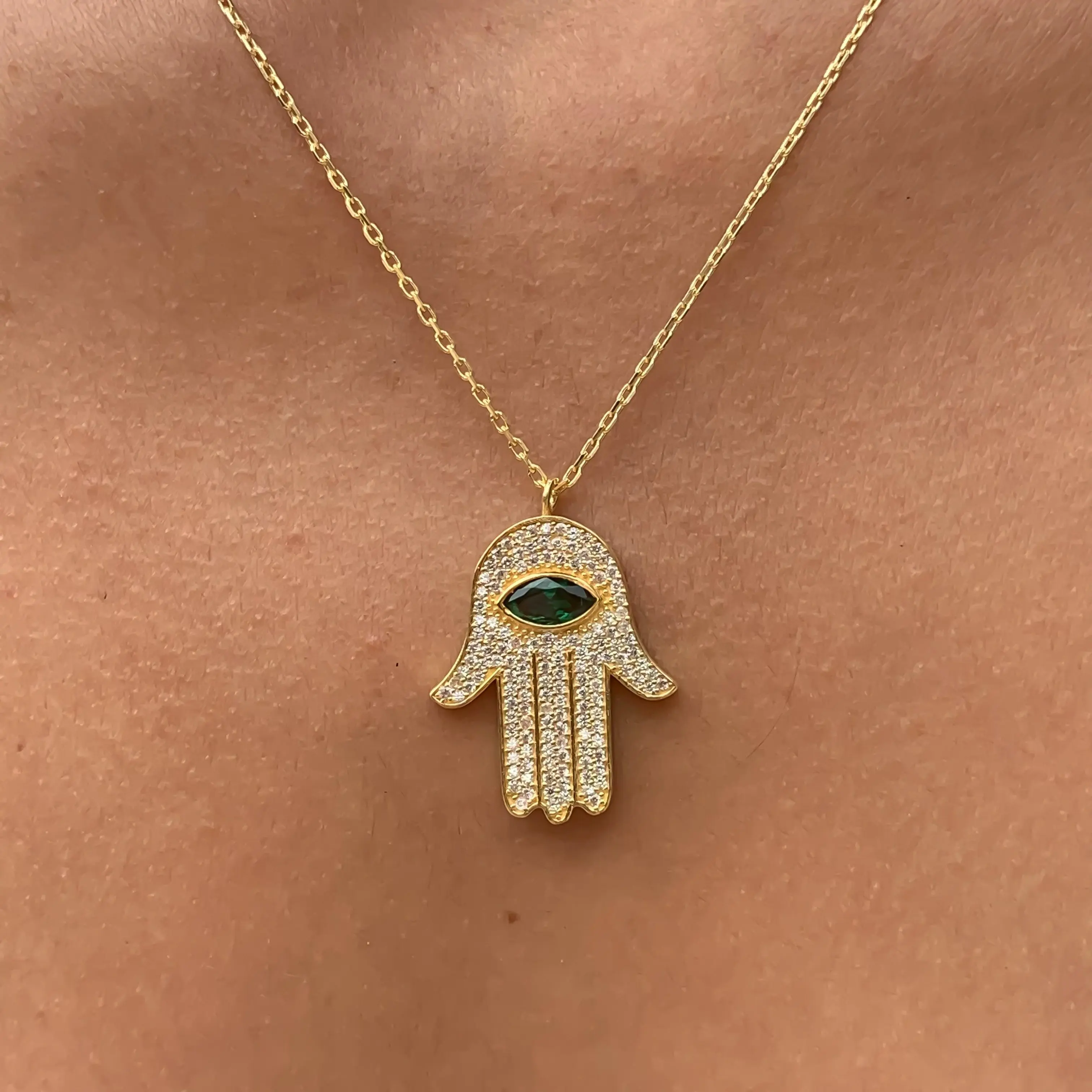 

Женское Ожерелье с кулоном «Хамса», с фианитом