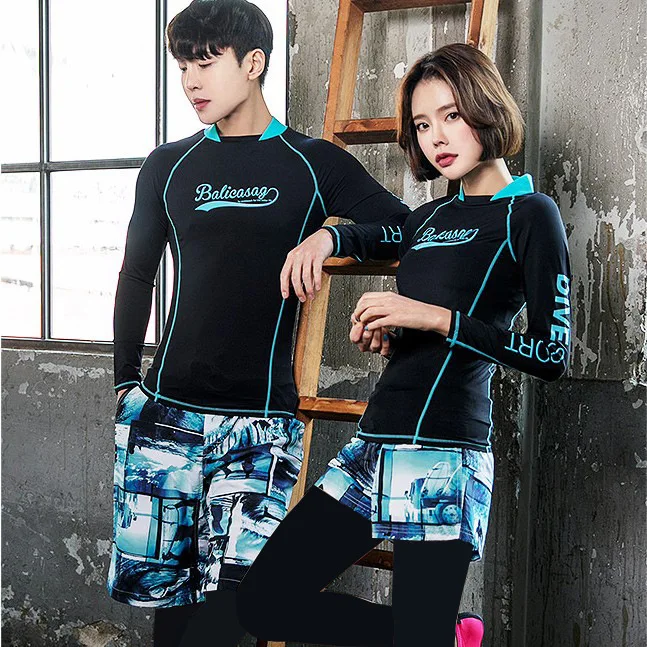 

Спортивный купальник для пар Rash Защитные Купальники, топы, женская летняя рубашка для серфинга, купальный костюм для женщин, штаны с длинным...