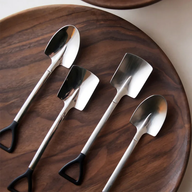 

Stainless Steel Shovel Spoon For Coffee Tea Kitchen Gadget And Accessories Silver Color Dessert Spoon Christmas Gift