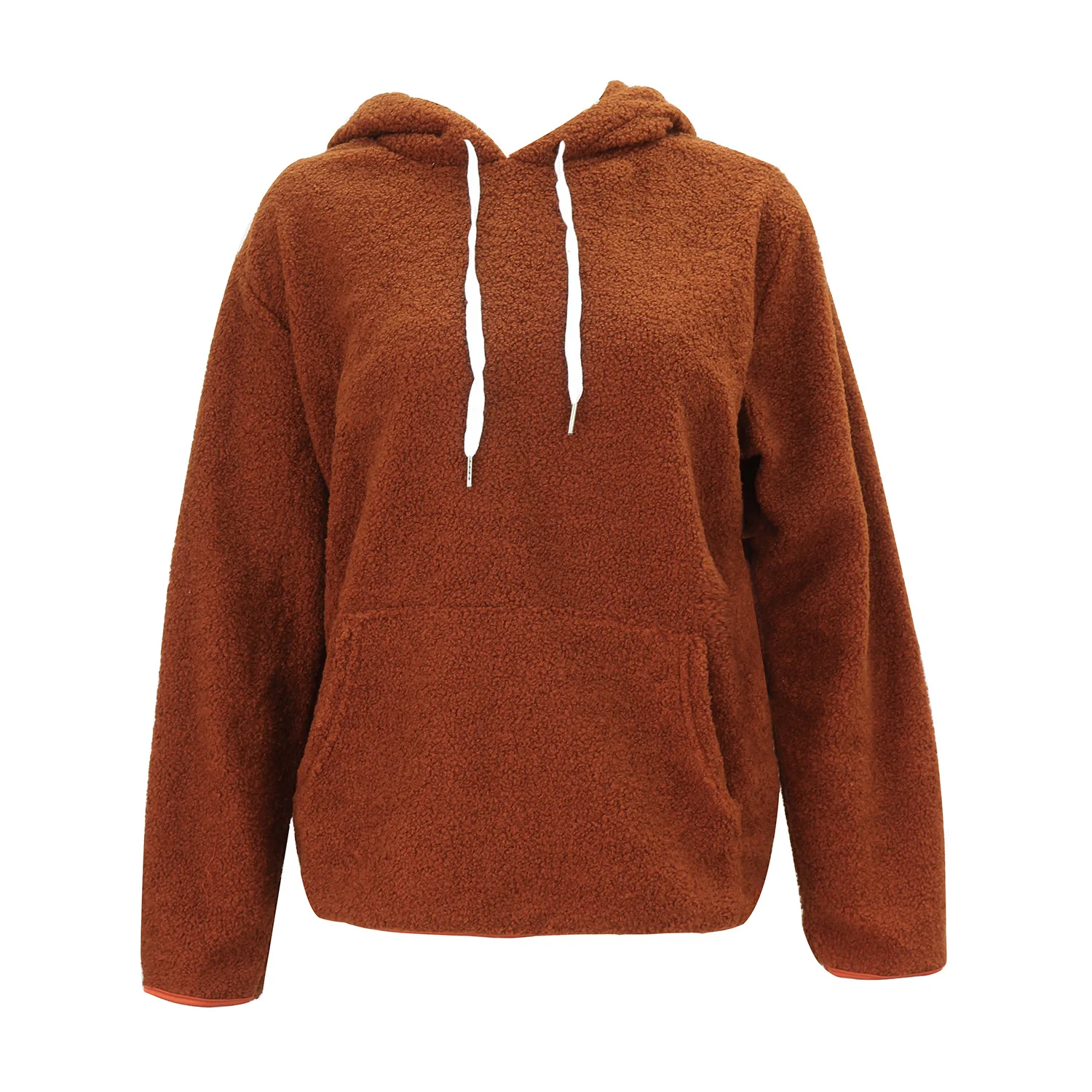 

Women's Autumn/winter New Hooded Fur Coat Long-sleeved Top Solid Color Caramel Khaki Pullovers