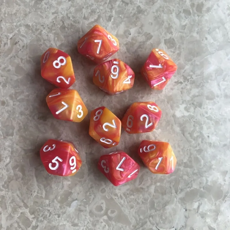 10 шт./компл. 10-сторонние двухцветные цифровые игральные кости 0-9 Технические