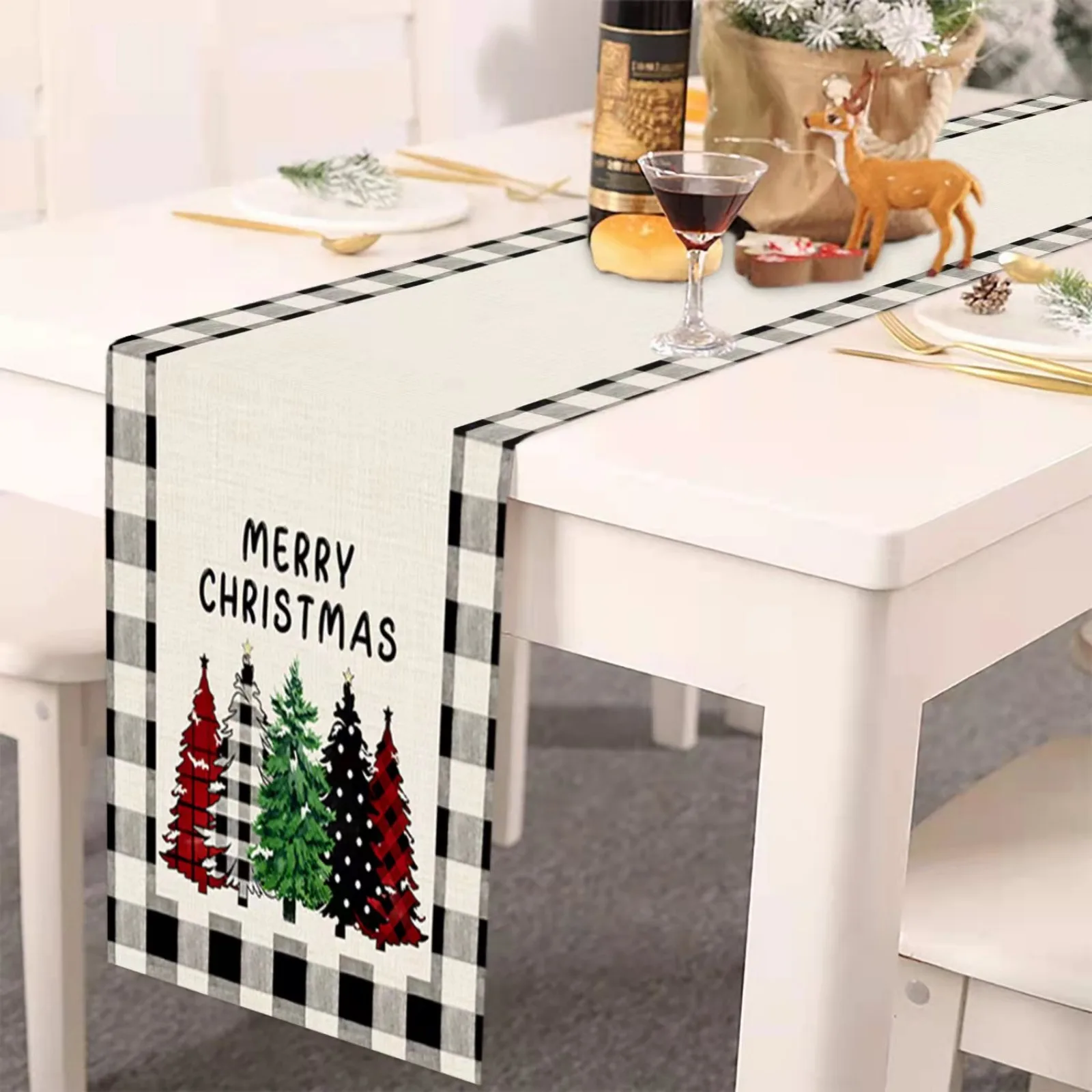 

Lattice Christmas Tree Merry Christmas Tablecloth Seasonal Kitchen Table Decoration Indoor Outdoor Family Party Decoration