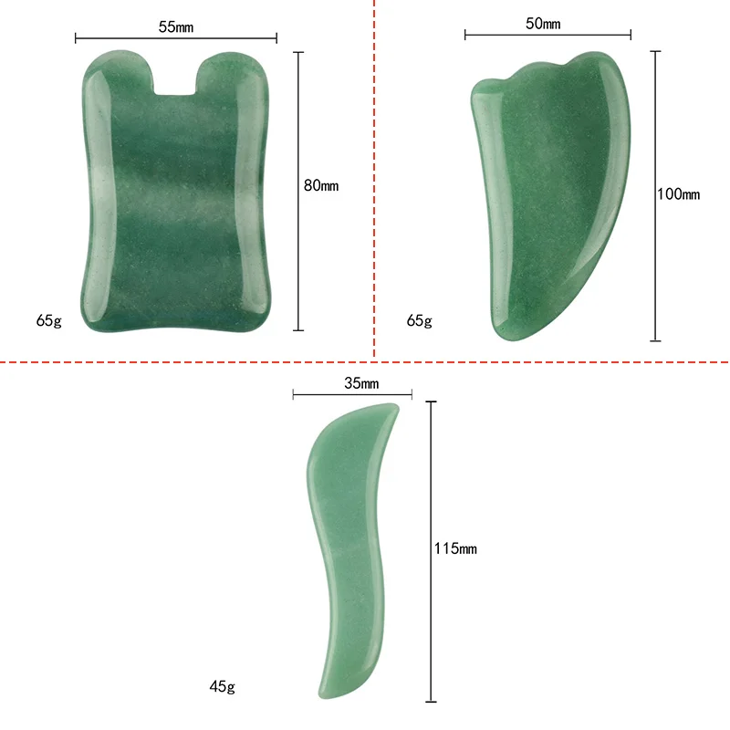 

Natural Jade Gua Sha Scratch Face Massage Tool Green Aventurine Acupuntura Back Head Foot Scraper Stone Massager Spa Therapy