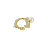 925 sterling silver korean pearl clip earrings with pearls gift for women gold zircon earrings geometric statement jewellery