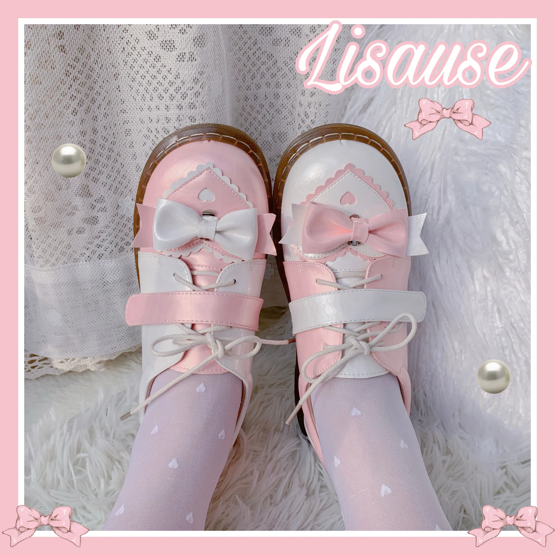 

Japanese Kawaii Lolita Big Head Shoes Loli Cute Uniform Bowknot Shoes Colorant Match A Word Buckles Flat Thin Shoes Harajuku