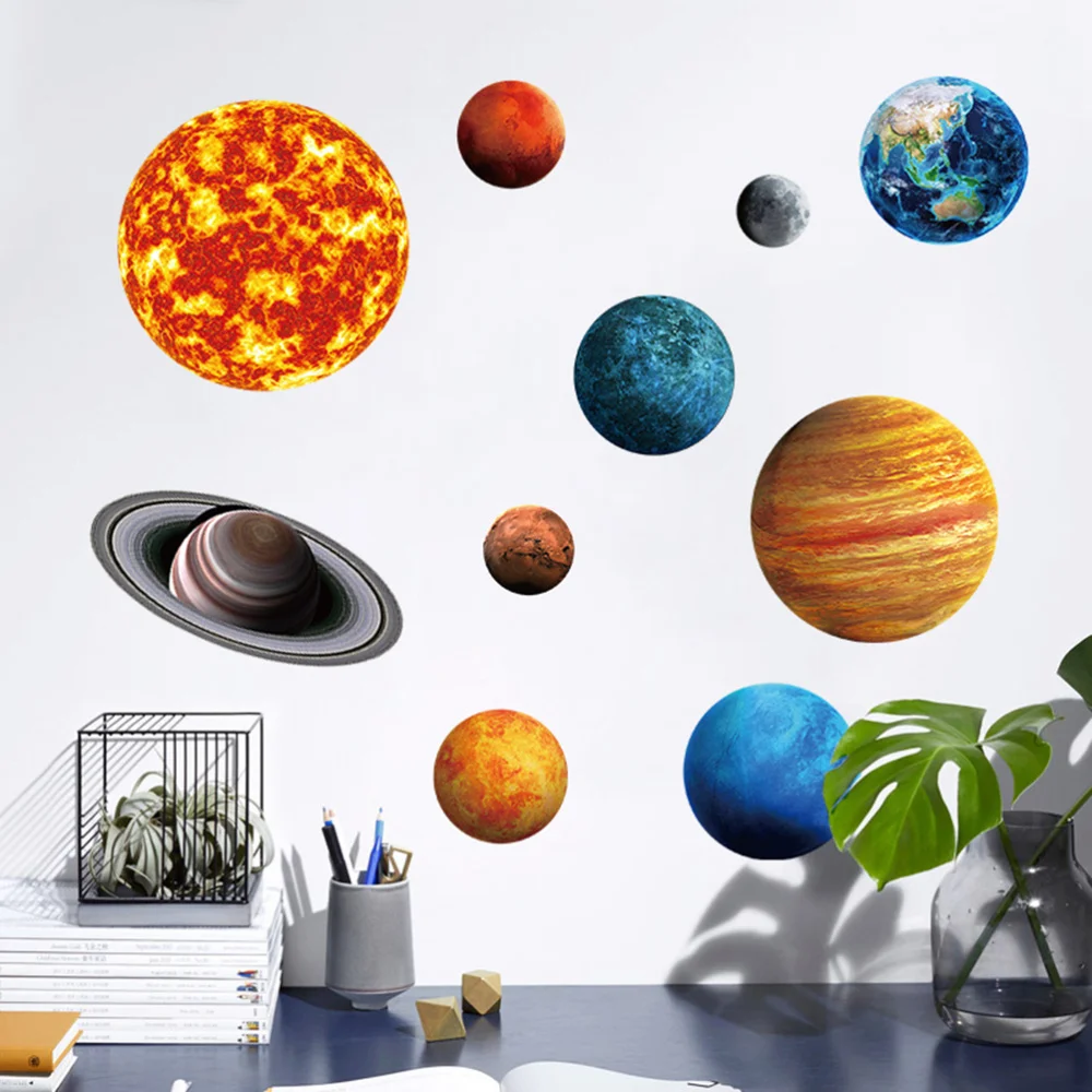 

Fluorescent Wall Stick The Universe Planet Galaxy Children Room Bedroom Luminous Wall Stickers 28x28cm (Jupiter)