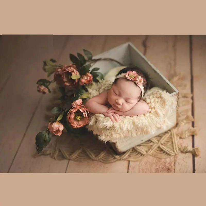 

Infants Photography Props Newborn Baby Photo Mat Blanket Hand-woven Tassel Carpet Decorative Backdrop Cover