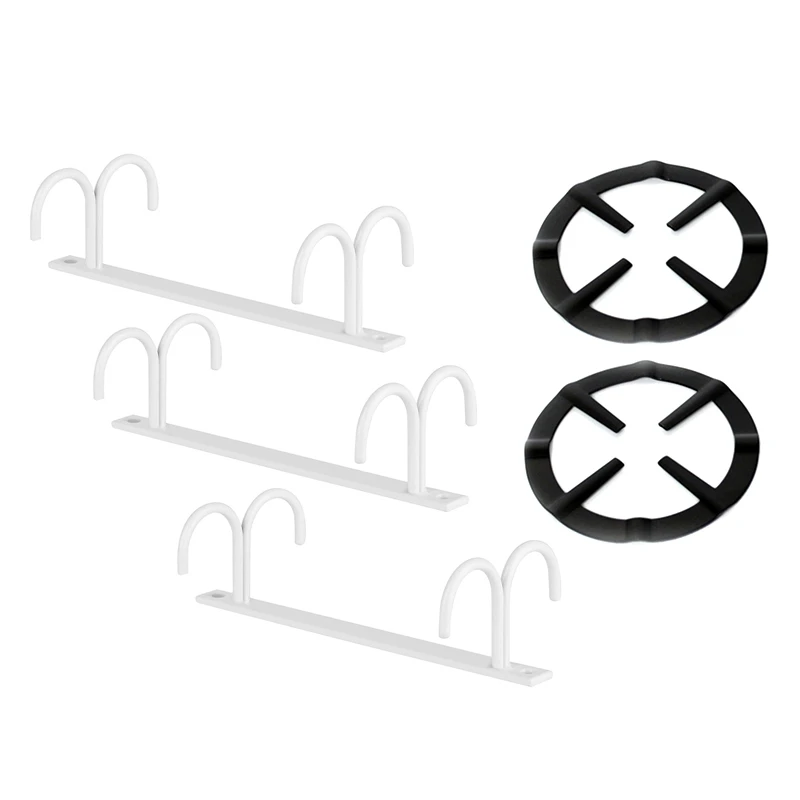 

Mug Rack Under Cabinet - Coffee Cup Holder(White) With Iron Gas Stove Cooker Plate Coffee Pot Stand Reducer Ring Holder