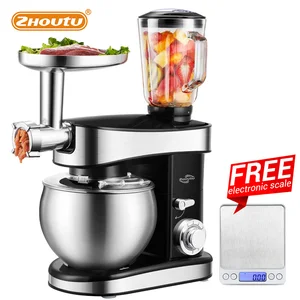 zhoutu 1500w planetary mixer with 5 5l stainless steel bowl kitchen stand mixer meat grinder juicer blender cake food processor free global shipping