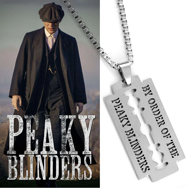 

Peaky Blinders Necklace Stainless Steel Razor Blade Pendants Necklace Movie Jewelry Necklaces for Women Men Chain Choker