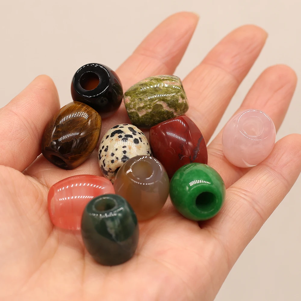 

2pcs Natural Stone Bead Oval Shape Big Hole Beads for Jewelry Making DIY Necklace Bracelet Accessries 16x18mm