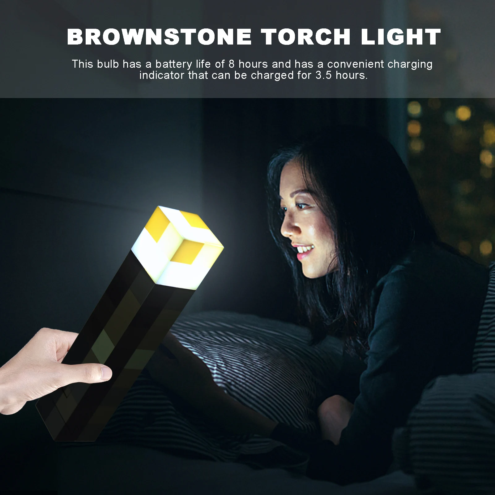 

11.5 Inch Brownstone Torch LED Lamp Home Decor USB Rechargeable Night Light for Living Room Home Party Decoration