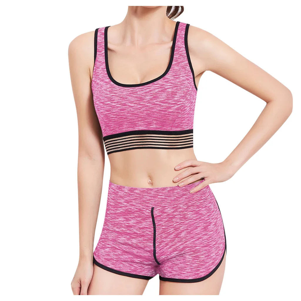 

CHAMSGEND Women Solid Mesh Patchwork Stretchy Running Workout Sport Two-Piece Outfit Drop shipping CSV