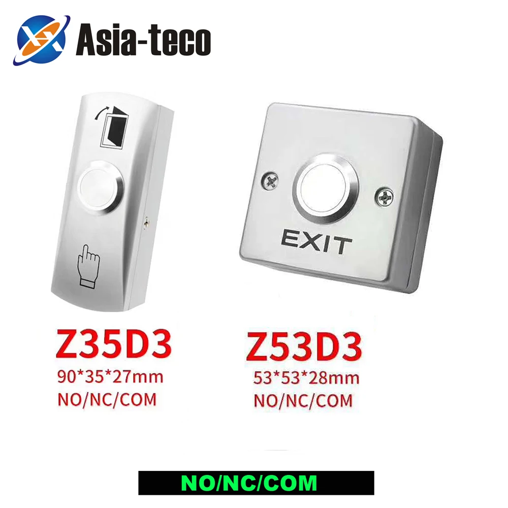 Interruptor de botón de salida de aleación de Zinc NO/NC/COM, botón de liberación de puerta para sistema de Control de acceso