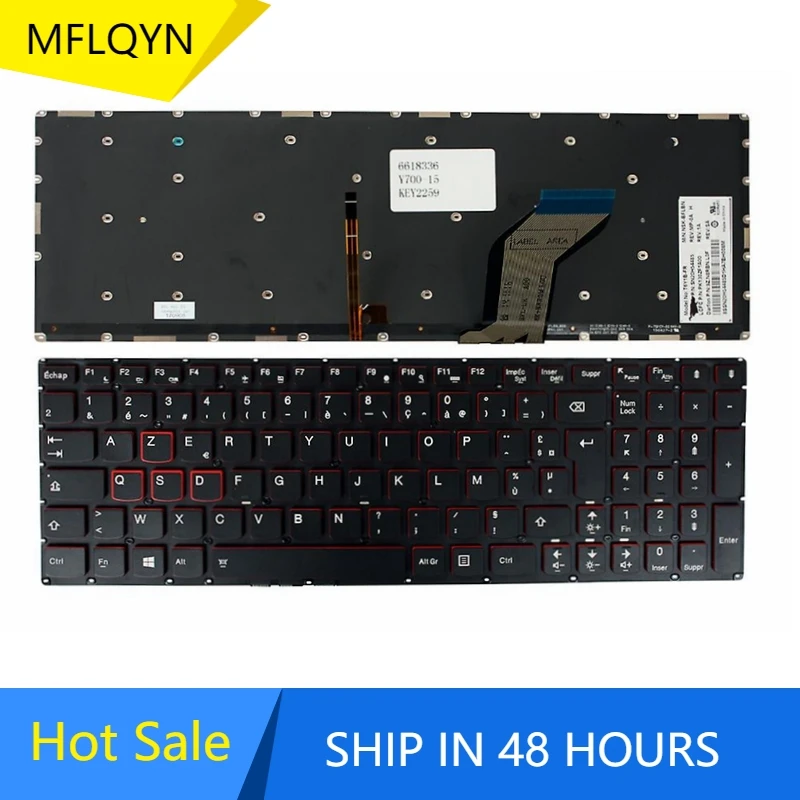

French Keyboard For Lenovo Ideapad Y700 Y700-15 Y700-15ISK Y700-15ACZ SN20H544 FR AZERTY Clavier Backlit