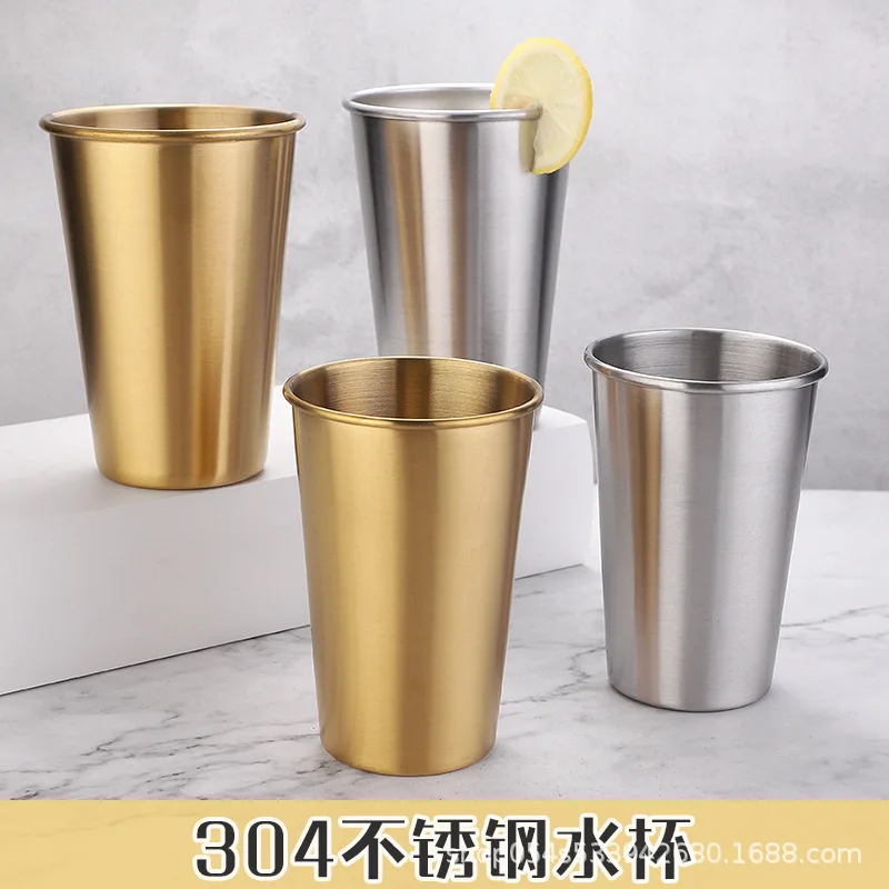 

304 stainless steel beer cup fruit juice cup drop proof cup household single layer handy cup coffee cold drink cup gargle cup