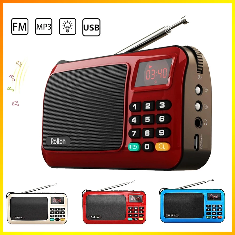 Цифровой FM-радиоприемник Rolton W405 портативный музыкальный плеер светодиодный