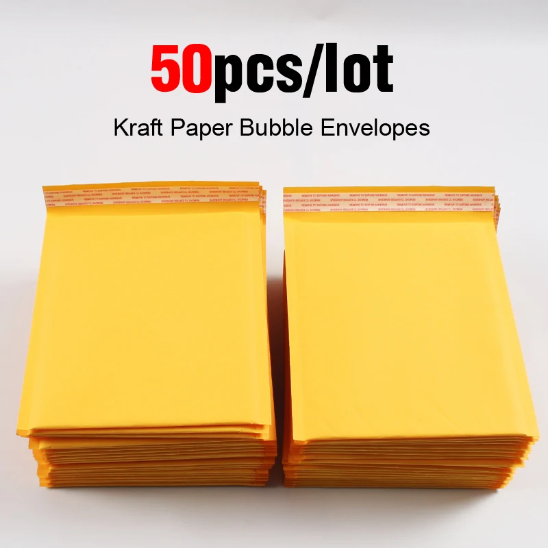 50pcs/lot Kraft Bubble Mailer Poly Mailer Mailing Bags Shipping Envelopes with Bubble Shipping Packaging  Bubble Mailers Padded 