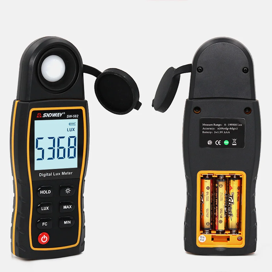 SW582 цифровой измеритель освещенности Высокоточный дисплей ручной фонарь тест HD с