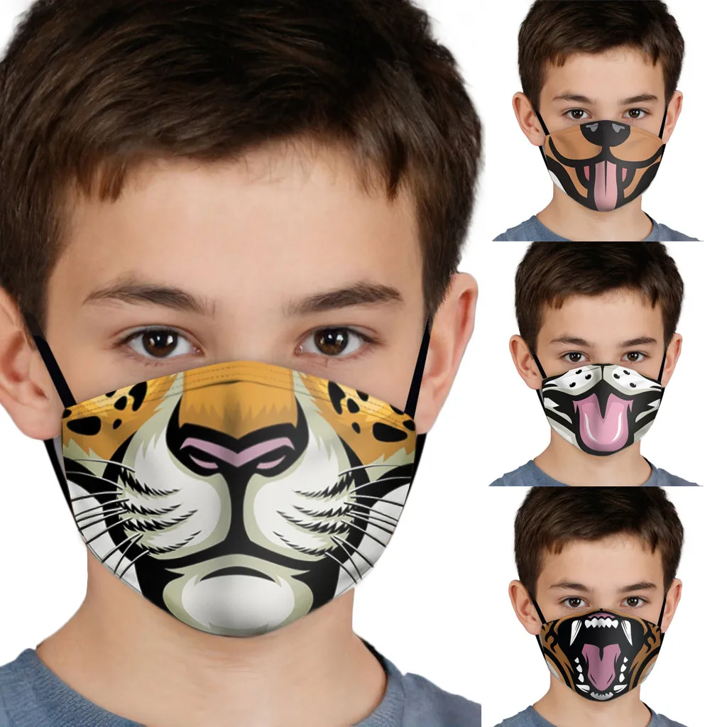 

5PCS Children's Funny Printed Washed And Reused Face Mask For Boys And Girls face mask for kids Face Mouth Cover mascarilla