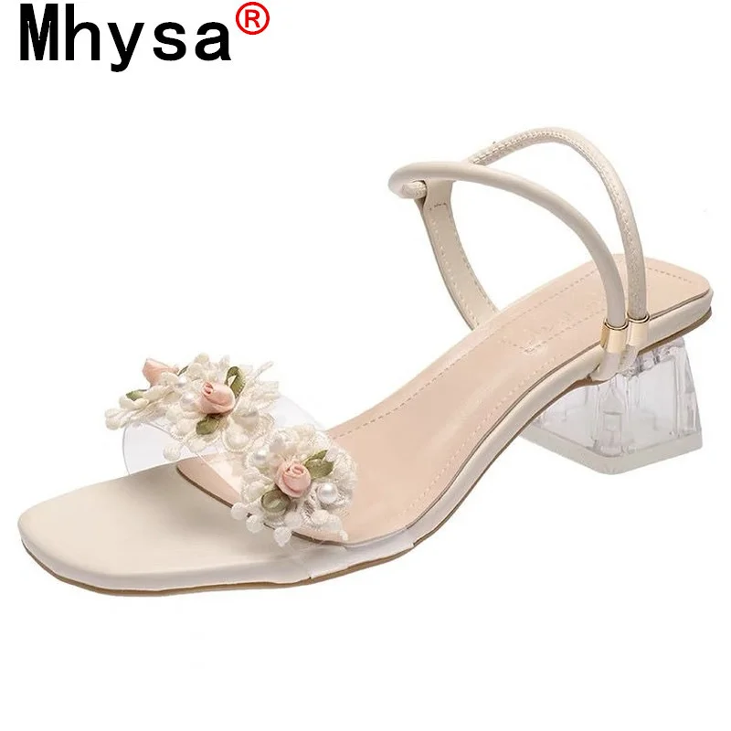 

Summer Sandals Women 2021 Open-toe Shoes Women's Heels with Flowers Women Shoes Gladiator Platform Shoes Women's Fashion Sandals