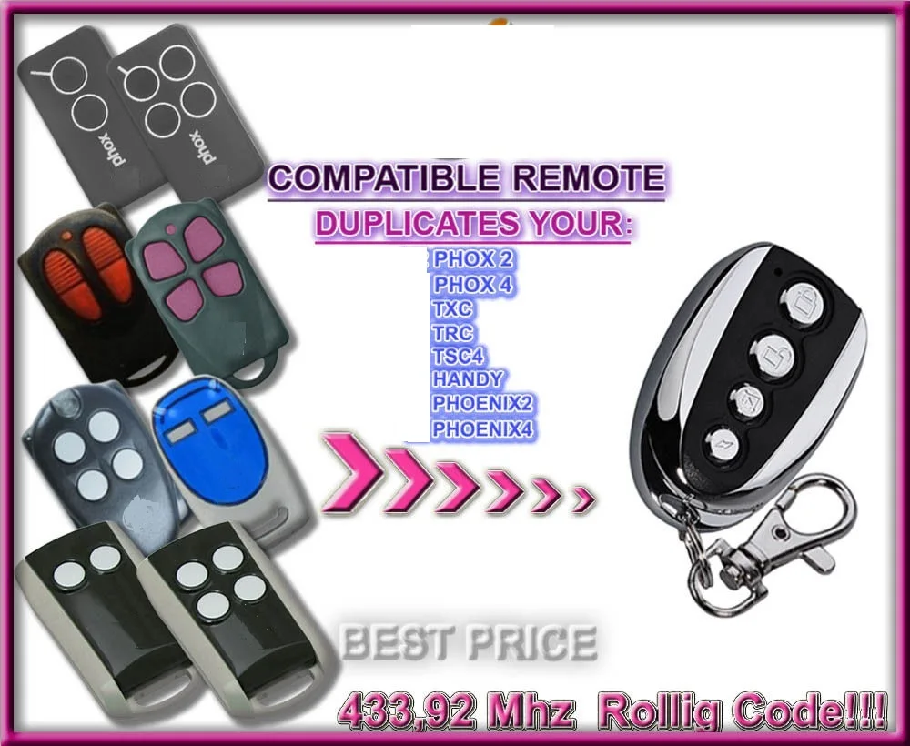 Пульт дистанционного управления flors GOL4 PHOX2 PHOX4 V PHOENIX 2 4 TSC2 TSC4 TRC2 TRC4 TXC2 TXC4 HANDY2 4 433,92 МГц