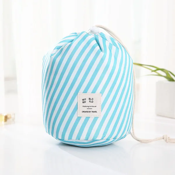Blue Косметичка, круглая косметичка для женщин, для путешествий, несессер, органайзер для макияжа, женский набор туалетных принадлежностей, чехол, коробка для макияжа, моющаяся сумка для хранения - Цвет: Blue