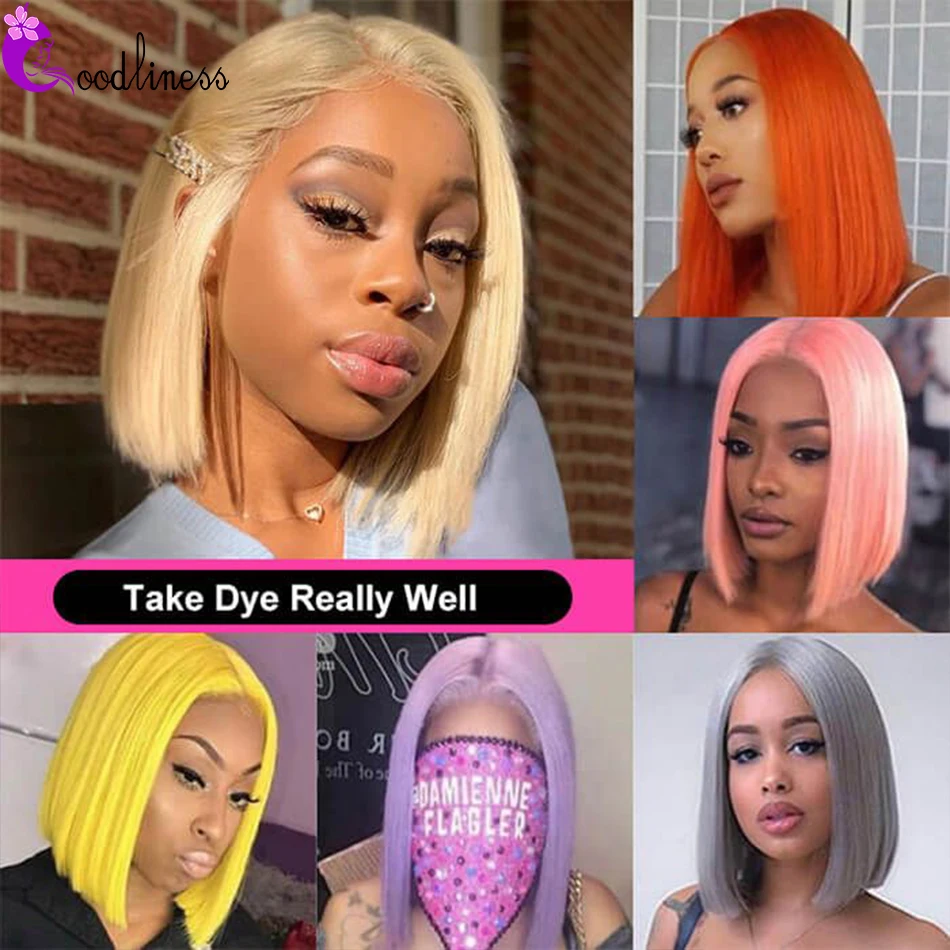 

613 Bob Wig 613 Blonde Lace Front Human Hair Wigs Bob Honey Blonde Short Bob Lace Front Wig Indian Straight 4x4 Closure Wig Remy