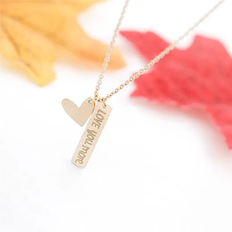 Love You More ожерелье с серебряным сердцем для женщин, ювелирные изделия для подружки невесты, цепочка из нержавеющей стали, подарок на день Святого Валентина, Bijoux Femme