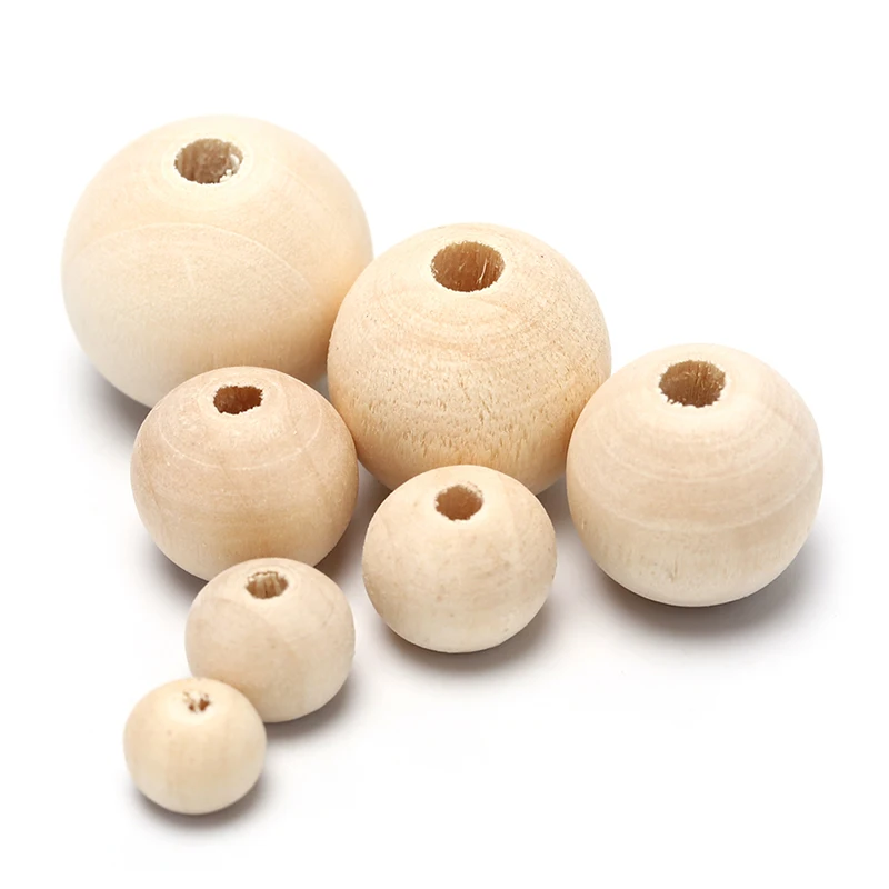 

50/100PCS Natural Wood Teething Beads Children Kids DIY Wooden Jewelry Making Crafts Lead-Free Wooden Balls