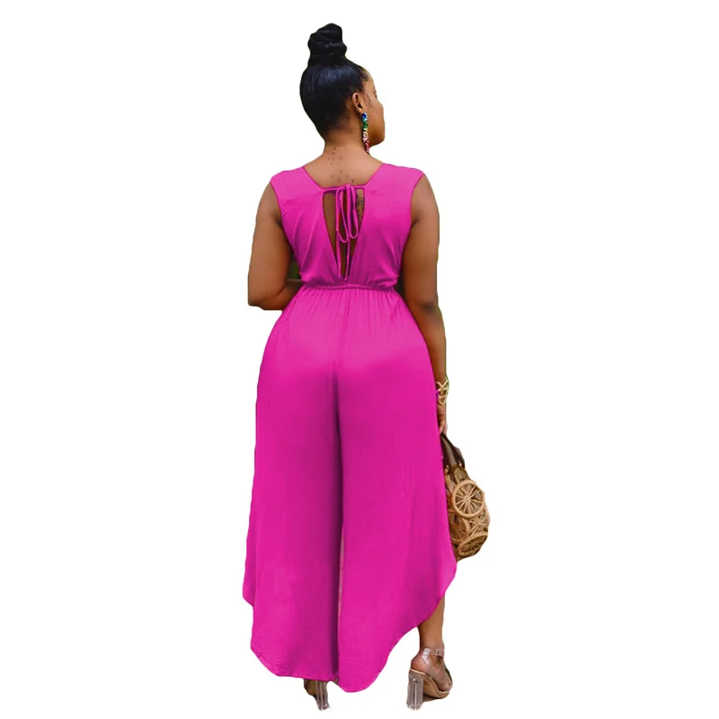 Женский комбинезон с V-образным вырезом без рукавов |