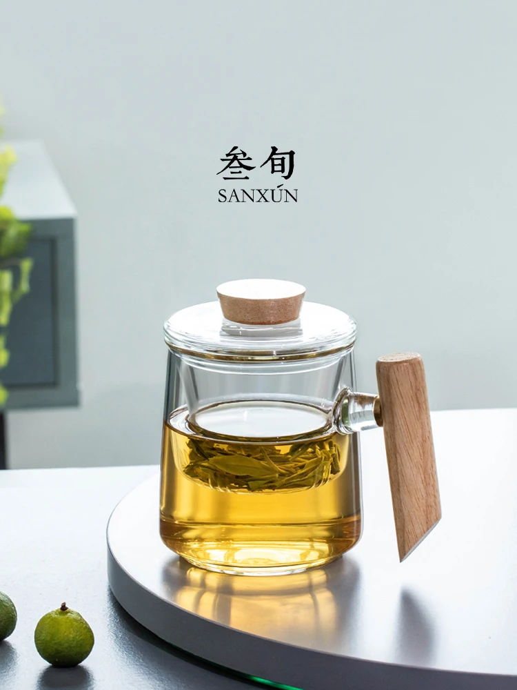 

Glass tea-water separation filter tea cup office men and women flower tea cup household cup with lid