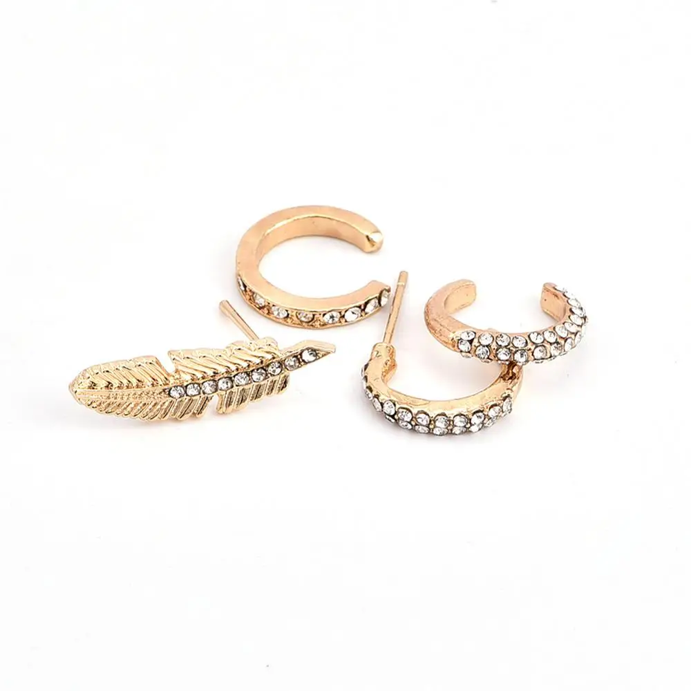 4 шт./компл. новый золотой Луна Звезды ухо шпильки креативный C Форма листья