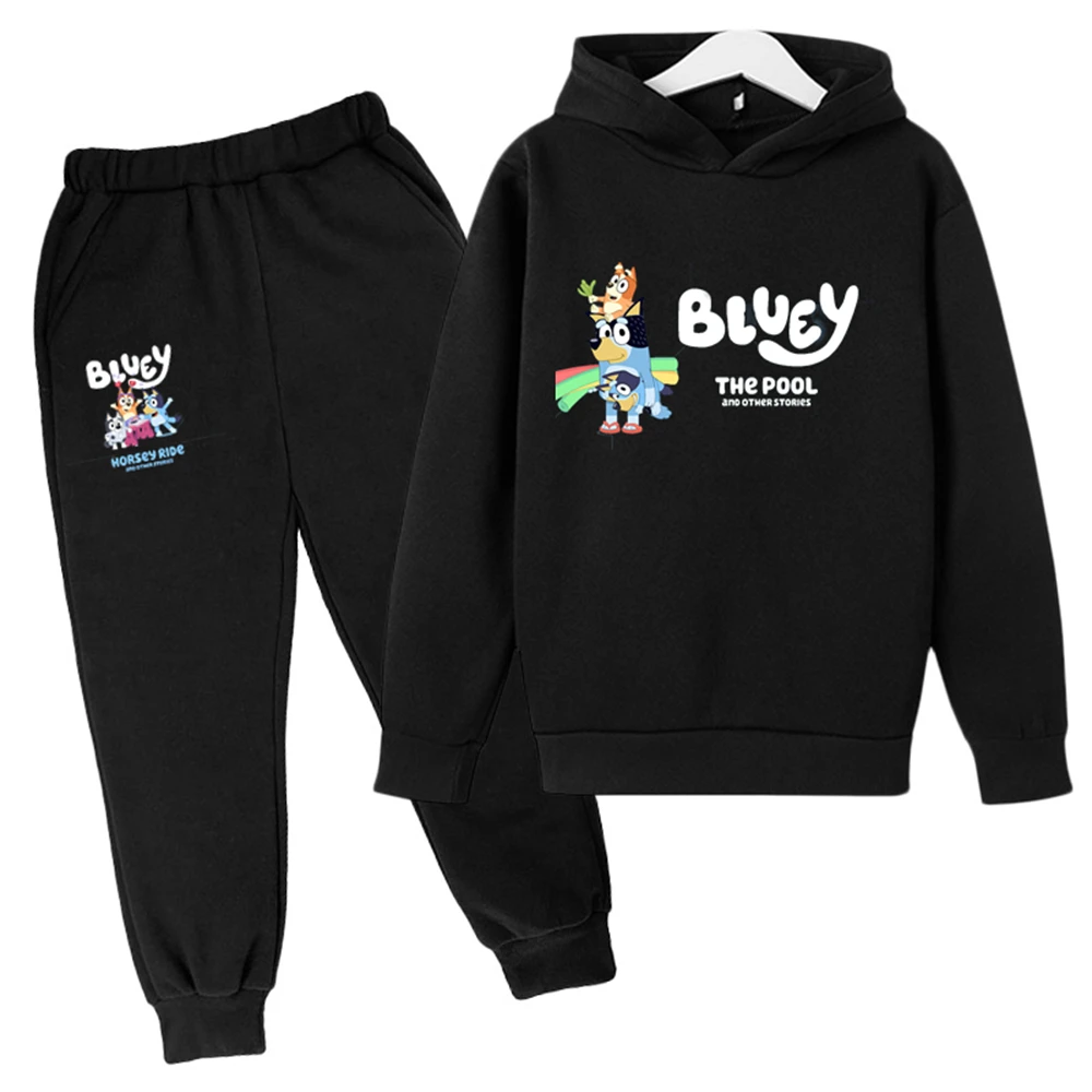 

Cartoon Bluey Children Casual Two Piece Hoodies Boys And Girls Spring Autumn Outdoor Sports Suit Cotton Pullovers Coat