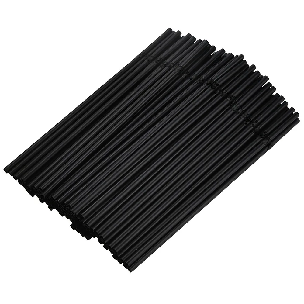 

100pcs 24cm Black Cocktail Straws Plastic Drinking Straw Diy Party Straw For Home Birthday Wedding Party Supplies Rietjes