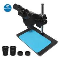 big table zoom 7x 45x industrial binocular stereo microscope soldering pcb repair kit led lights wf10x 20mm eyepiece lens