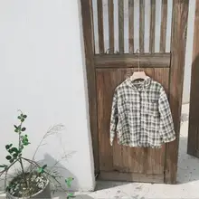 New Girls Boys Plaid Shirt Cotton Full Sleeve Autumn Fashion Kids Hooded Top 2-7t PZ586