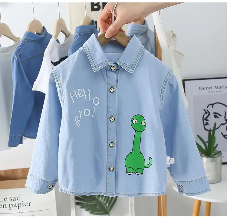 

VIDMID Children's Denim coat summer baby shirt thin foreign style boys' top children's ultra thin girls' long sleeve shirt P4852