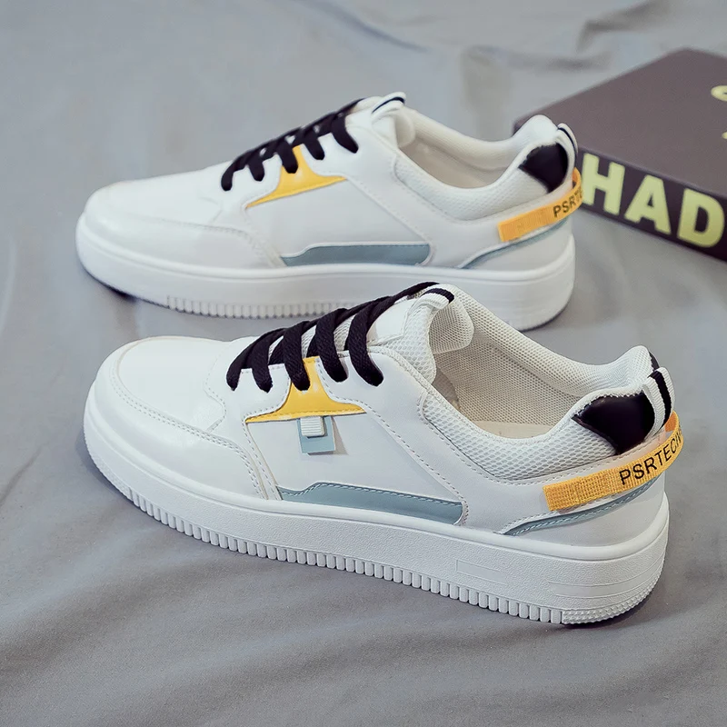 

2021 Spring Autumn White Leather Sneakers Boys Sport Vulcanized Shoes Men Comforthable Spring Sneakers Mens Casual Shoes 39-44