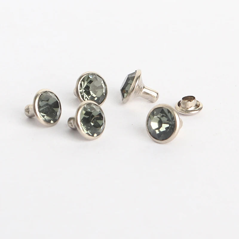 100 комплектов 8 мм серые/черные алмазные стеклянные хрустальные заклепки из