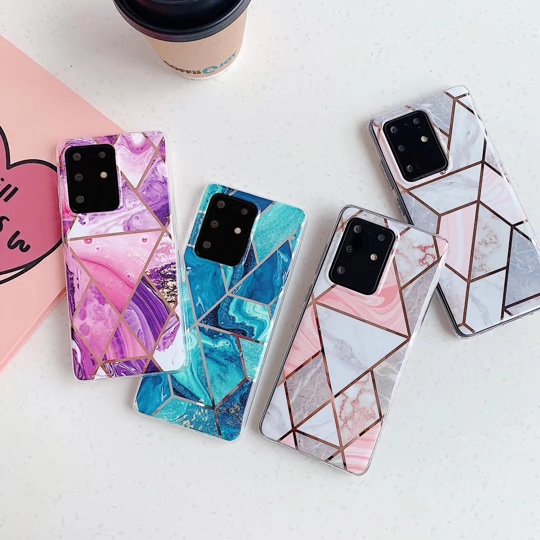 Чехол для телефона с мраморным покрытием Samsung Galaxy A50 S10 Plus S8 S9 A70 кольцом держателем