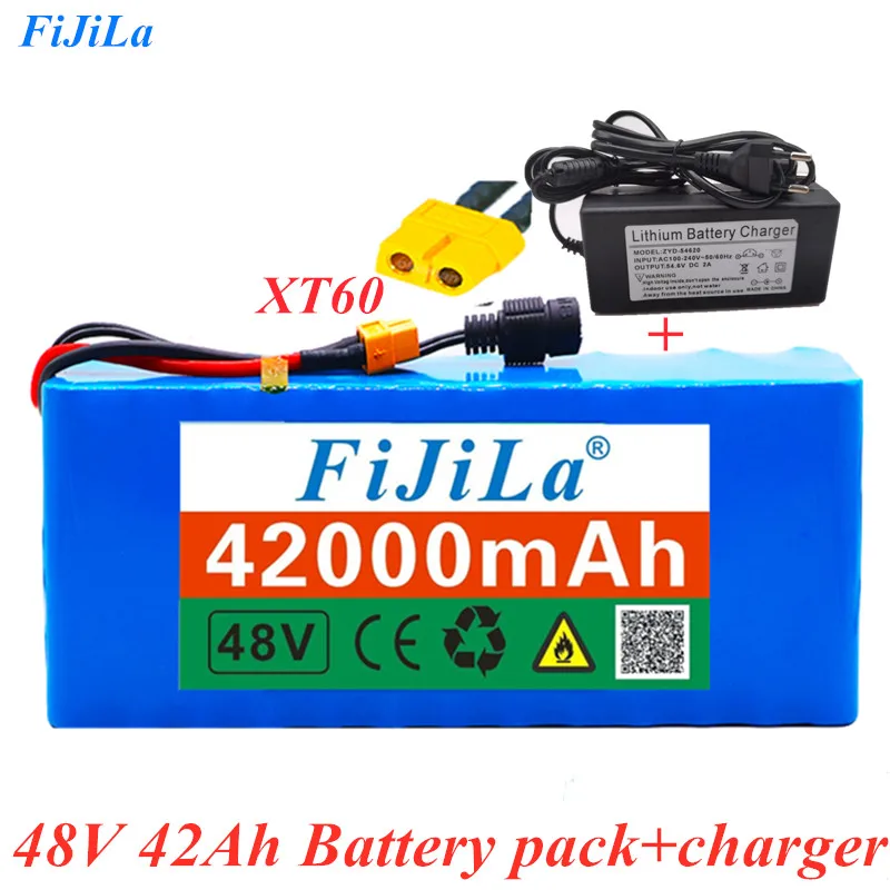 

48V 42000mAh 1000 watt 13S3P 18650 battery MH1 54.6v e-bike scooter with 25A discharge BMS with+ charger