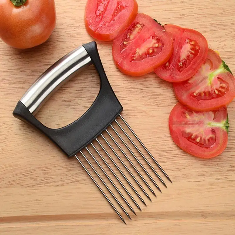 

Food Slice Assistant Steel Onion Slicer Fruit Vegetables Cutter Holder Home Kitchen Gadgets Multifunction Chopper Easy To Clean