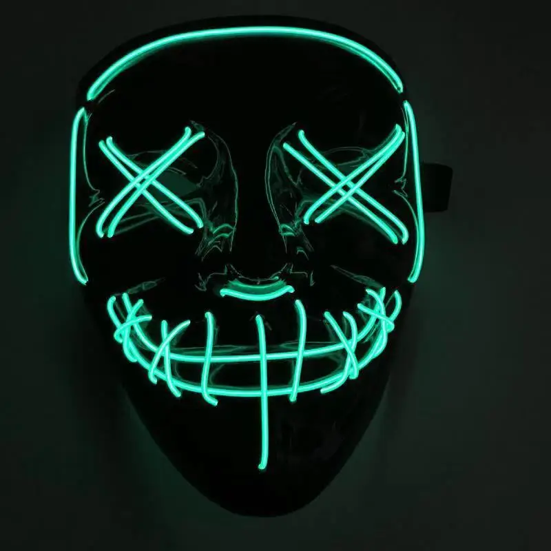 Halloween Mask 10 colors EL Wire Flashing Cosplay LED neon Costume Anonymous for Glowing Dance Carnival Party Masks | Дом и сад