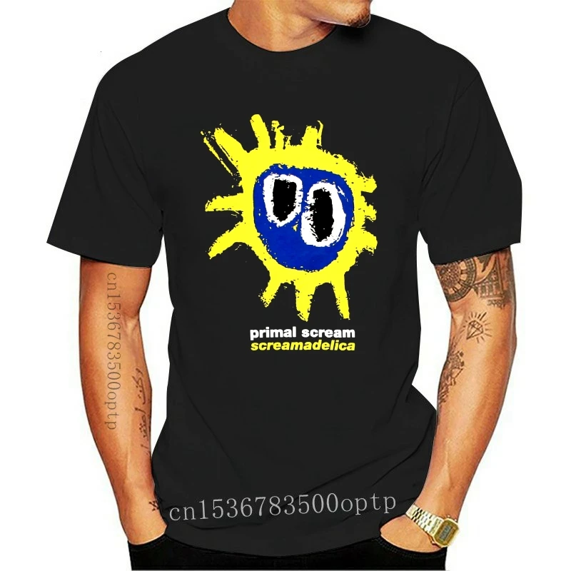 

New Primal Scream MenS Screamadelica Short Sleeve T-Shirt Yellow Large - Tshirt