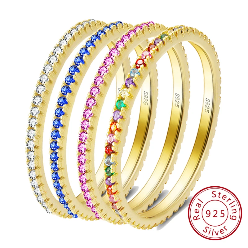 ORSA JEWELS, женские кольца из твердого 925 пробы серебра, аксессуары, микро инкрустированное красочное циркониевое кольцо, S925 серебро, хорошее ювелирное изделие OSR63